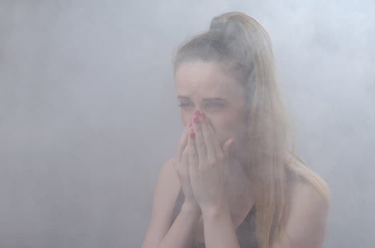 girl in carbon monoxide smoke